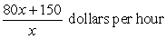 <strong>David hires a septic system contractor to dig trenches for his new septic tank. The cost to hire the contractor is a fixed cost of $150 plus an additional $80 per hour. Which expression below describes the average cost of an x-hour job?</strong> A)   B)   C)   D)   <div style=padding-top: 35px> 
