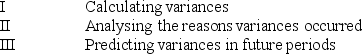 <strong>Variance analysis includes which of the following processes? </strong> A) I and II only B) I and III only C) II and III only D) I, II, and III
