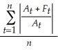 <strong>The actual value of the time series at time t and the forecast value for time t is denoted by At and Ft respectively.What is the formula used for calculating the mean absolute percentage error over a range of forecasted values?</strong> A)MAPE = B)MAPE = C)MAPE = D)MAPE = × 100