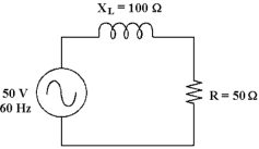 <strong> If the frequency is 60 Hz in Figure 12 -1, what is the inductance?</strong> A)3.77 H B)3.77 mH C)26.5 mH D)265 mH