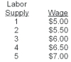 <strong>Susan is a labour market monopsonist.The labour supply curve she faces is given below.   Refer to the information above.The total labour cost of hiring three workers is</strong> A) $5. B) $11. C) $18. D) $26. E) $35. <div style=padding-top: 35px> 