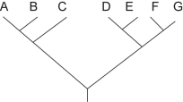 Figure 27.1 -Which of the following trees depicts the same relationship among species as shown above?
