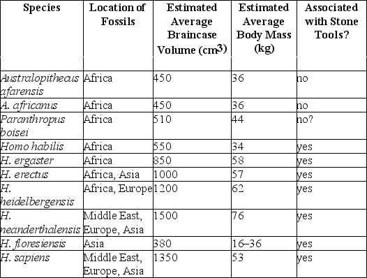 <strong> Refer to the paragraph on Brown et al.and Morwood et al.Which of the following observations would not support the hypothesis that H.floresiensis used symbolic spoken language?</strong> A)finding that several H.floresiensis individuals cooperated in ambushing and killing large prey B)finding that a large ancestral population of H.floresiensis traveled to Flores by boat C)finding that H.floresiensis manufactured stone tools for specialized purposes D)finding the hyoid bone of H.floresiensis similar in morphology to that of modern H.sapiens E)finding that the brain regions responsible for speech were enlarged in H.floresiensis