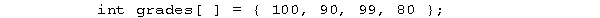 <strong>The statement is an example of</strong> A)an illegal array declaration. B)an illegal array initialization. C)data encapsulation. D)default arguments. E)implicit array sizing.