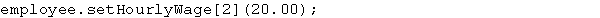 Assuming <sup>employee</sup><sup> </sup>is an array of objects with a public member function named <sup>setHourlyWage</sup>, the following statement correctly calls this method for <sup>employee[2]</sup>.  <div style=padding-top: 35px> 