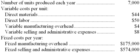 Mascioli Corporation produces a single product and has the following cost structure: Required: Compute the unit product cost under variable costing. Show your work!
