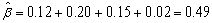 Suppose you regress a time-series of appraisal-based index periodic returns onto both contemporaneous and lagged securities market returns that do not suffer from lagging or measurement errors. That is, you perform the following regression, where rM,t is the accurate market return in period t and r*t is the appraisal-based real estate return in period t:   The resulting contemporaneous and lagged beta values are:   What is your best estimate of the true long-run beta between real estate and the securities market index? .  <div style=padding-top: 35px> 