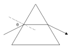 <strong>A ray of light enters an equilateral prism made of material with n = 1.45.What angle of incidence, \theta ,will cause the internally refracted ray to be parallel to the base of the prism? </strong> A) 46.5 ^{\circ} B) 30.0 ^{\circ} C) 20.2 ^{\circ} D) 5.70 ^{\circ} E) this cannot happen