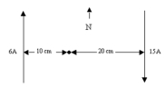 <strong>Two parallel wires run in a north-south direction.The eastern wire carries 15.0 A southward while the western wire carries 6.0 A northward.If the wires are separated by 30 cm,what is the magnetic field direction at a point between the wires at a distance of 10 cm from the western wire? </strong> A) 3.0 \mu T B) 6.0 \mu T C) 15 \mu T D) 27 \mu T E) 90 \mu T
