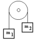 <strong>Two masses are suspended by a cord that passes over a pulley with negligible mass.The cord also has negligible mass.One of the masses,m<sub>1</sub>,has a mass of 7.0 kg and the other mass,m<sub>2</sub>,has a mass of 3.0 kg.The pulley turns on a shaft through the center of the pulley and supports the pulley and all the masses.The vertical force of the shaft on the pulley that supports the whole system is </strong> A) 49 N upward. B) 49 N downward. C) 82 N upward. D) 82 N downward. E) 98 N upward.