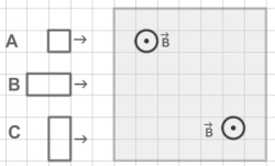 <strong>FIGURE 29-7   Fig. 29-7 shows 3 metallic frames labeled A, B, and C heading towards a region where a uniform magnetic field exists. The frames move with the same constant velocity. Their relative sizes are indicated by the background grid. As they enter the magnetic field the frames will have an induced electric current along their perimeter. For which frame will the current be the greatest?</strong> A)A B)B C)C D)The current is the same in all 3 cases. E)There is no induced current when the frames move at constant speed. <div style=padding-top: 35px> 