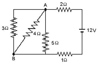 FIGURE 26-11 Refer to the circuit in Fig. 26-11, to answer the following: (a) Determine the current in the 1-Ω resistor. (b) Determine the current in the 3-Ω resistor. (c) Determine the current in the 4-Ω resistor.