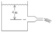 FIGURE 13-7 -Water flows out of a large reservoir through 5-cm diameter pipe. The pipe connects to a 3-cm diameter pipe that is open to the atmosphere, as shown in Fig. 13-7. What is the speed of the water in the 5-cm pipe?