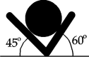 FIGURE 12-6 A 3.00-kg ball rests in a frictionless groove as shown in Fig. 12-6. (a) What is the normal force between the left side of the groove and the ball? (b) What is the normal force between the right side of the groove and the ball?