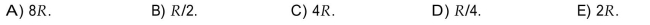 Choose the one alternative that best completes the statement or answers the question. A charged particle is observed traveling in a circular path of radius R in a uniform magnetic field. If the particle were traveling twice as fast, the radius of the circular path would be