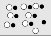 <strong>Which sketch best represents the qualitative molecular view of an aqueous solution of nitrous acid? (Water molecules are not shown explicitly.)</strong> A) B) C) D)