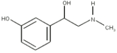 Phenylephrine (PE, see the structure below) is a nasal decongestant and is the active ingredient in Sudafed, which contains phenylephrine hydrochloride (PEHCl). This conjugate acid of phenylephrine (PEH<sup>+</sup>) has a pK<sub>a </sub>= 5.5. At a physiological pH of 7.4. what is the ratio of concentrations, [PE]/[PEH<sup>+</sup>]?  