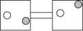 <strong>The following figures represent distributions of two types of gas molecules between two containers connected by an open tube. In which figure is the entropy of the system maximized?</strong> A) B) C) D)