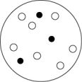 <strong>Which of the solutions shown here will have the lowest vapor pressure? White circles indicate solvent molecules; black circles indicate molecules of a nonvolatile solute.</strong> A) B) C) D)