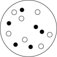 <strong>Which of the solutions shown here will have the lowest vapor pressure? White circles indicate solvent molecules; black circles indicate molecules of a nonvolatile solute.</strong> A) B) C) D)