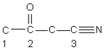 Identify the hybridization of the atomic orbitals on carbon atoms labeled 1, 2, and 3. The hydrogen atoms and lone pair electrons are not shown in the diagram.