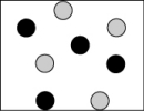 <strong>Which picture best represents an atomic-level view of a nonelectrolyte solution (water molecules not shown)?</strong> A) B) C) D)