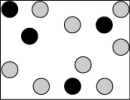 <strong>Which picture best represents an atomic-level view of a nonelectrolyte solution (water molecules not shown)?</strong> A) B) C) D)