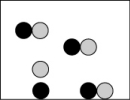 <strong>Which picture best represents an atomic-level view of acetic acid, which is a weak acid, in aqueous solution (water molecules not shown)?</strong> A) B) C) D)