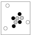 <strong>Which particle diagram is the best representation for a atom? </strong> A) B) C) D)