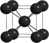 <strong>In the cesium chloride unit cell shown below, the cesium ions sit on the corners of a cube. What is the name of this unit cell? </strong> A) simple cubic B) chloride-centered cubic C) face-centered cubic D) cubic-centered E) body-centered cubic