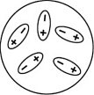 <strong>Which of the following diagrams best shows a set of polar molecules interacting through dipole-dipole interactions?</strong> A) B) C) D)