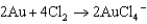 <strong>For the following reaction, which statement A<font face=symbol></font>D is not correct? </strong> A)Au is the reducing agent. B)Cl<sub>2 </sub>is the oxidizing agent. C)Au is oxidized. D)The equation is balanced. E)More than one statement is not correct.