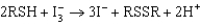 <strong>Proteins containing a certain functional group (identified as RSH) can be titrated with triiodide ion to produce another functional group (identified as RSSR). The reaction equation is given below. What is oxidized and what is reduced in this reaction? </strong> A)RSH is oxidized; I <sub> </sub> Is reduced. B)RSH is reduced; I is oxidized. C)Both RSH and I are oxidized. D)Both RSH and I are reduced. E)This reaction is not oxidation<font face=symbol></font>reduction.