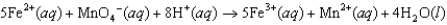 <strong>Does pH have an effect on the cell potential (E<sub>cell</sub>) for the following oxidation-reduction reaction? </strong> A)Yes, because E<sub>cell</sub> values for all redox reactions depend on the pH. B)Yes, because E<sub>cell</sub> values for redox reactions involving the hydronium ion depend on the pH. C)No, because E<sub>cell</sub> values for redox reactions depend only on the major species in the reaction, in this case, Fe<sup>2</sup><font face=symbol><sup></sup></font>, MnO<sub>4</sub><font face=symbol><sup></sup></font>, Fe<sup>3</sup><font face=symbol><sup></sup></font>, and Mn<sup>2</sup><font face=symbol><sup></sup></font>. D)No, because E<sub>cell</sub> values for redox reactions depend on concentrations and temperatures but not on pH. E)No, because E<sub>cell</sub> values for redox reactions do not depend on the pH.