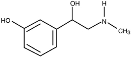 <strong>Phenylephrine (PE, see the structure below) is a nasal decongestant and is the active ingredient in Sudafed, which contains phenylephrine hydrochloride (PEHCl). This conjugate acid of phenylephrine (PEH<font face=symbol><sup></sup></font>) has a pK<sub>a </sub><font face=symbol></font> 5.5. At a physiological pH of 7.4, what is the ratio of concentrations, [PE]/[PEH<font face=symbol><sup></sup></font>]?  </strong> A)6.7 B)0.01 C)0.14 D)79 E)21 <div style=padding-top: 35px> 