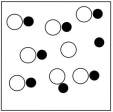 <strong>Which sketch best represents the qualitative molecular view of an aqueous solution of nitrous acid? (Water molecules are not shown explicitly.) </strong> A) B) C) D)