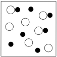 <strong>Which sketch best represents the qualitative molecular view of an aqueous solution of nitrous acid? (Water molecules are not shown explicitly.) </strong> A) B) C) D)