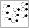 <strong>Which sketch best represents the qualitative molecular view of an aqueous solution of sodium hydroxide? (Water molecules are not shown explicitly.) </strong> A) B) C) D)