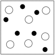 <strong>Which sketch best represents the qualitative molecular view of an aqueous solution of sodium hydroxide? (Water molecules are not shown explicitly.) </strong> A) B) C) D)