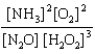 <strong>Which expression corresponds to the equilibrium constant K<sub>c</sub> for the reaction written as 2NH<sub>3</sub>(g) <font face=symbol></font> 2O<sub>2</sub>(g)   N<sub>2</sub>O(g) <font face=symbol></font> 3H<sub>2</sub>O<sub>2</sub>(g)</strong> A)   B)   C)   D)[N<sub>2</sub>O][H<sub>2</sub>O<sub>2</sub>]<sup>3</sup> E)   <div style=padding-top: 35px> 