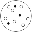 <strong>Which of the solutions shown here will have the lowest vapor pressure? White circles indicate solvent molecules; black circles indicate molecules of a nonvolatile solute.</strong> A) B) C) D)