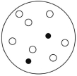 <strong>Which of the solutions shown here will have the lowest vapor pressure? White circles indicate solvent molecules; black circles indicate molecules of a nonvolatile solute.</strong> A) B) C) D)