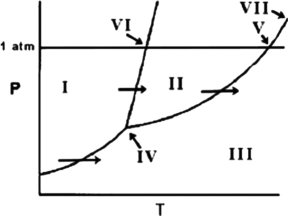 On the phase diagram below, identify the normal boiling point.