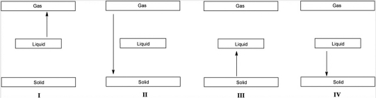 Which arrow in the following diagrams represents an endothermic phase transition?