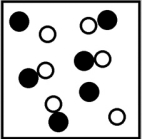 <strong>Which picture best represents an atomic-level view of a weak electrolyte solution (water molecules not shown)?</strong> A) B) C) D)