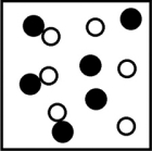 <strong>Which picture best represents an atomic-level view of a strong electrolyte solution (water molecules not shown)?</strong> A) B) C) D)