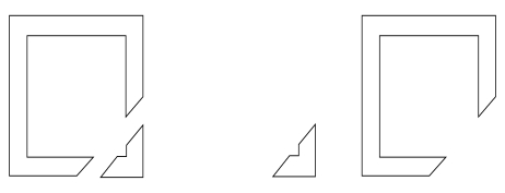 <strong>People are apt to see the following figure as an outline square covered in its lower right corner by a white line rather than as a rearrangement of the two separate figures on the right. What grouping factor of perceptual organization best explains this? </strong> A) perceptual constancy B) opponent-processing C) good continuation D) figure-ground separation