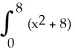 <strong>Given the graph of the function y =   + 8, set up the definite integral that gives the area of the shaded region.  </strong> A)   dx B)   dx C)   dx D)   dx <div style=padding-top: 35px> 