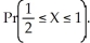 If f(x) = 6x(1 - x) is a probability density function for 0 ≤ x ≤ 1, find F(x), the corresponding cumulative distribution function and use it to find Pr . Enter just a reduced fraction representing Do not label.