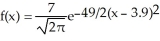 Find (by inspection) the expected value and standard deviation of the random variable with the following density function: Enter your answer as just two numbers (a real number to one decimal place followed by a reduced fraction) separated by a comma, the first representing E(X) and the second representing .